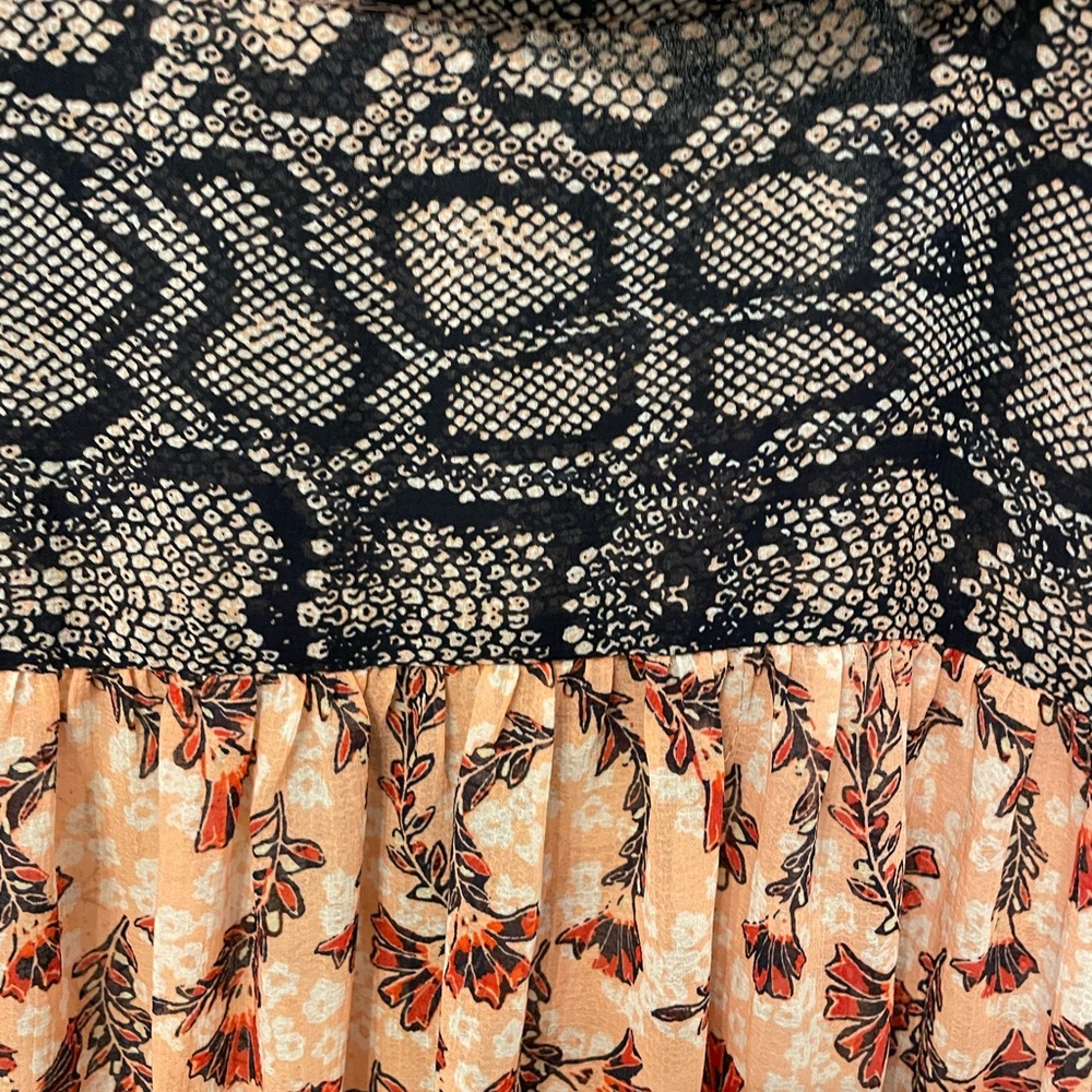 Free People Black and Pink Multi-Patterned Long Sleeve Button Down Blouse - Picture 8 of 8